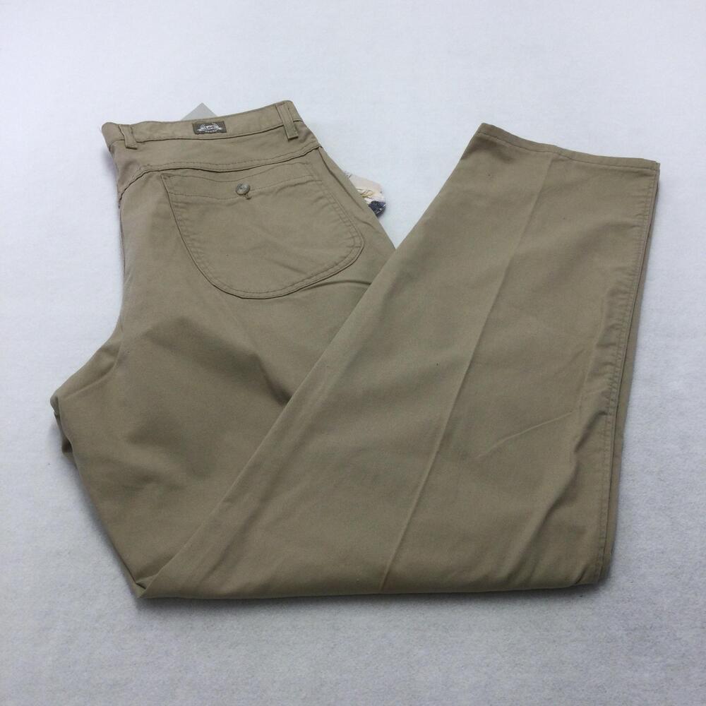 Vintage Lee Casuals Pants Mens 36x34 Beige Relaxed Fit Pleated Cotton Khakis USA
